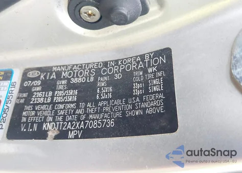 2010 Kia Soul + z USA, uszkodzony, nr VIN KNDJT2A2XA7085736